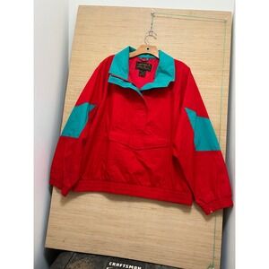 Eddie Bauer Windbreaker Jacket Pullover Anorak Red‎ Teal Vintage Womens